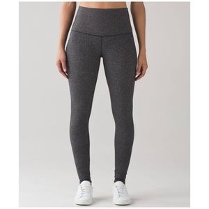 Lululemon Wunder Under Pant Hi-Rise Heathered Herringbone & Black Luon Sz 6